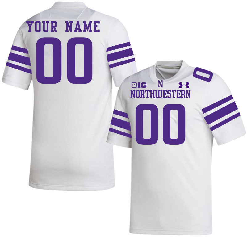 Custom Northwestern Wildcats Name And Number College Football Jerseys Stitched-White